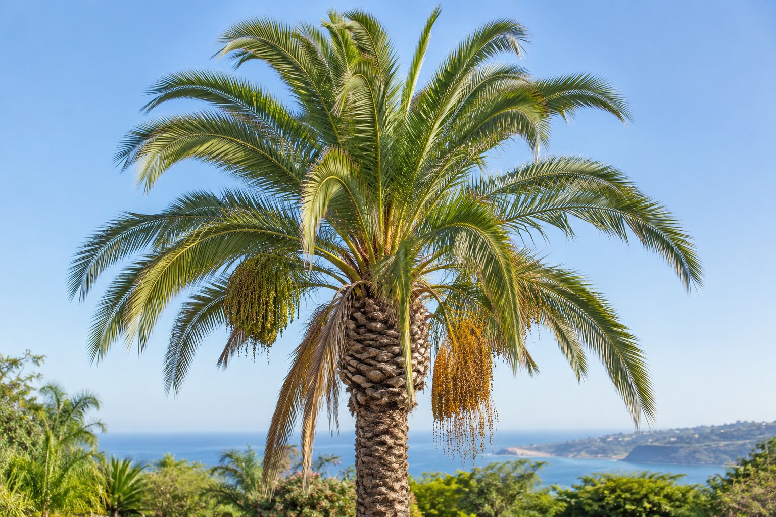Illustrative palm crown and fronds